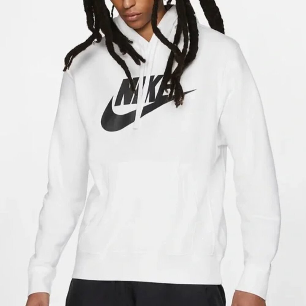 Nike | White with Black Graphic Fleece Pullover Hoodie, size S